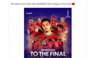摩洛哥進入世青賽決賽，阿什拉夫轉發(fā)海報祝賀：摩洛哥加油