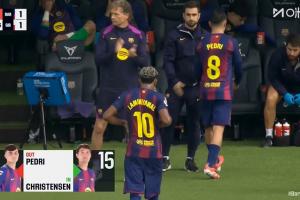 比賽第63分鐘，亞馬爾、佩德里被巴德吉和克里斯滕森換下