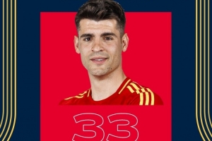 西班牙隊(duì)祝莫拉塔33歲生日快樂，球員國(guó)家隊(duì)出戰(zhàn)87場(chǎng)37球8助