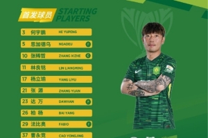 亞冠二級(jí)對(duì)陣中國(guó)香港球隊(duì)大埔，北京國(guó)安首發(fā)出爐！