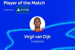 1進(jìn)球6解圍，范戴克當(dāng)選利物浦5-1客勝法蘭克福全場(chǎng)最佳球員