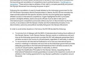 奧委會聲明：終止與印尼關(guān)于辦賽對話，建議國際賽事都別在印尼辦