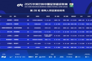 中超第28輪裁判：坦格舍夫執(zhí)法泰山vs海港，馬寧執(zhí)法國安vs海牛