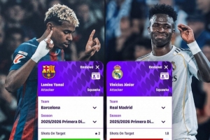 西甲關(guān)鍵數(shù)據(jù)對比：亞馬爾過人+助攻強 維尼修斯進球+造機會多