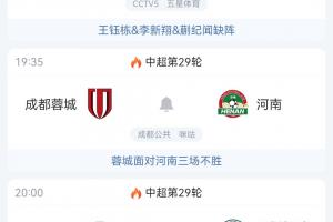 最快今晚奪冠！中超爭冠3隊(duì)出戰(zhàn) 海港18點(diǎn)vs浙江賽后坐看蓉城申花