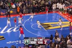 慢了！恩比德接到格萊姆斯傳球時(shí)只剩0.4秒 再出手已經(jīng)超時(shí)了