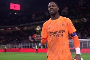 7次撲救+撲點完成零封，官方：邁尼昂當(dāng)選米蘭1-0羅馬全場最佳