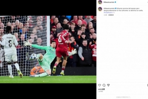 庫爾圖瓦社媒曬撲索博必進(jìn)球照：我們付出了努力，遺憾的是還不夠