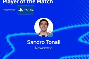 歐冠官方：托納利當(dāng)選紐卡2-0畢爾巴鄂競技全場最佳球員