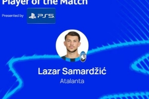 89分鐘絕殺，歐冠官方：薩馬爾季奇當(dāng)選亞特蘭大1-0馬賽最佳球員