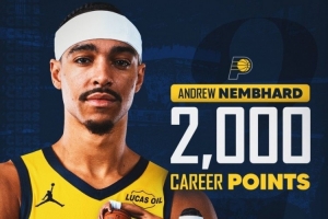 小里程碑！內(nèi)姆哈德常規(guī)賽生涯總得分突破2000大關(guān)