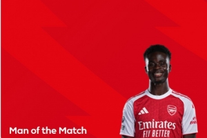 得票率33%！英超官方：薩卡被球迷票選為桑德蘭vs阿森納全場最佳