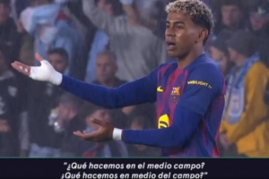 被塞爾塔打進一球后，亞馬爾問隊友：我們的中場在干嘛？