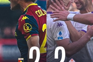 保級(jí)區(qū)大戰(zhàn)佛羅倫薩2-2熱那亞，紫百合本賽季仍未嘗勝績繼續(xù)墊底