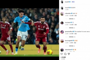 打出信心了！曼城左后衛(wèi)奧賴?yán)缑綍駥ξ凰_拉赫照：硬！