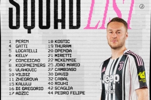 尤文公布客戰(zhàn)佛羅倫薩大名單：伊爾迪茲、弗拉霍維奇領(lǐng)銜