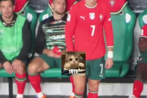 自己辛苦反超的比分就這么被扳平，場邊C羅很無奈