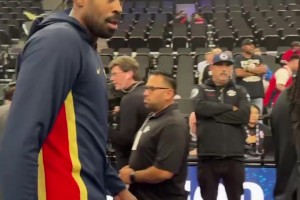 寸頭造型！小喬丹與空接之城老搭檔保羅擁抱致意開心聊天~