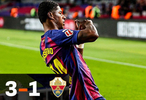 巴薩3比1勝埃爾切，拉什福德破門助球隊(duì)緊追皇馬